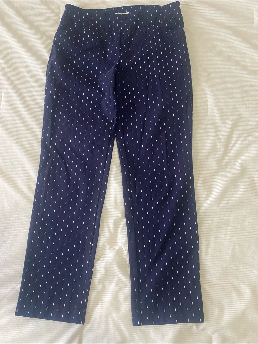 Talbots Navy Blue Pin Dot Straight-Leg Pants